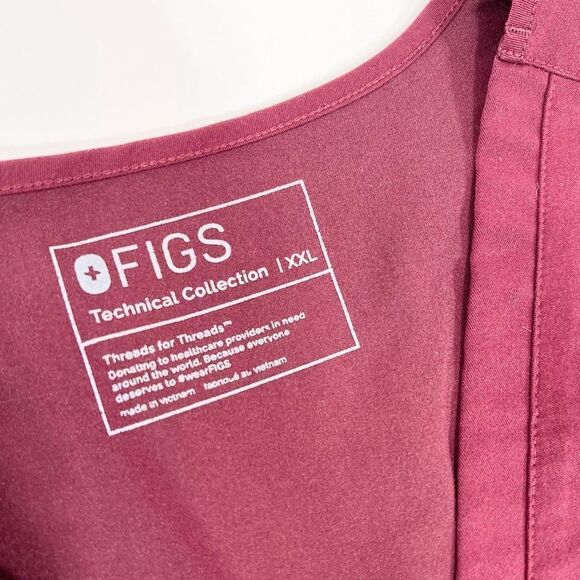 Figs Collection Casma Scrub Top Womens XXL Burgundy V-Neck Medical Pullover - Picture 4 of 11